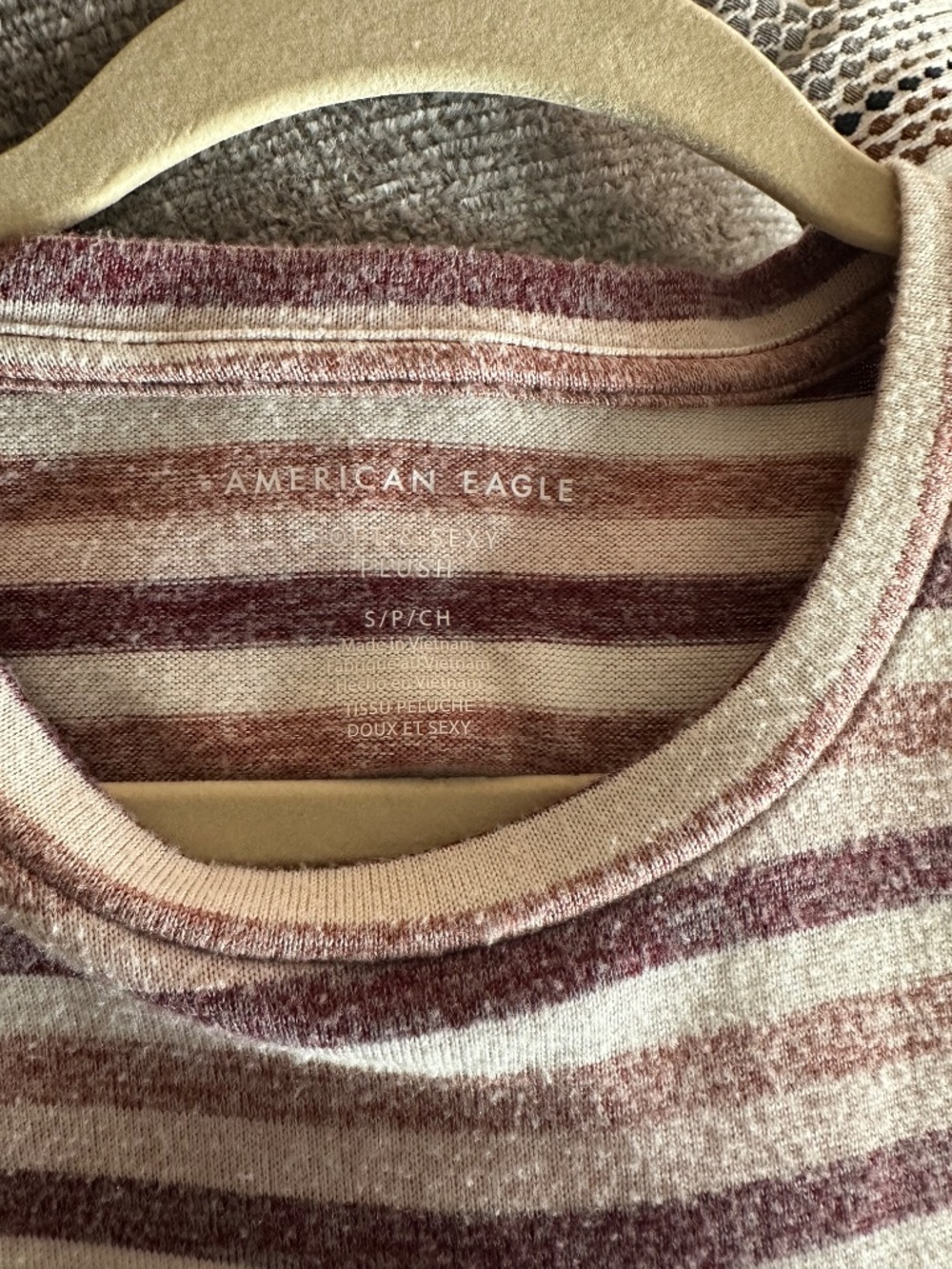American Eagle Soft & Sexy Long Sleeve Tee Size S Pink/Mauve Striped - Picture 3 of 4